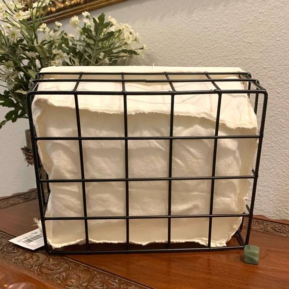 🖤 NEW RAE DUNN "STUFF" MULTIPURPOSE FARMHOUSE RUSTIC CLOTH LINED MEDIUM METAL - Picture 6 of 8